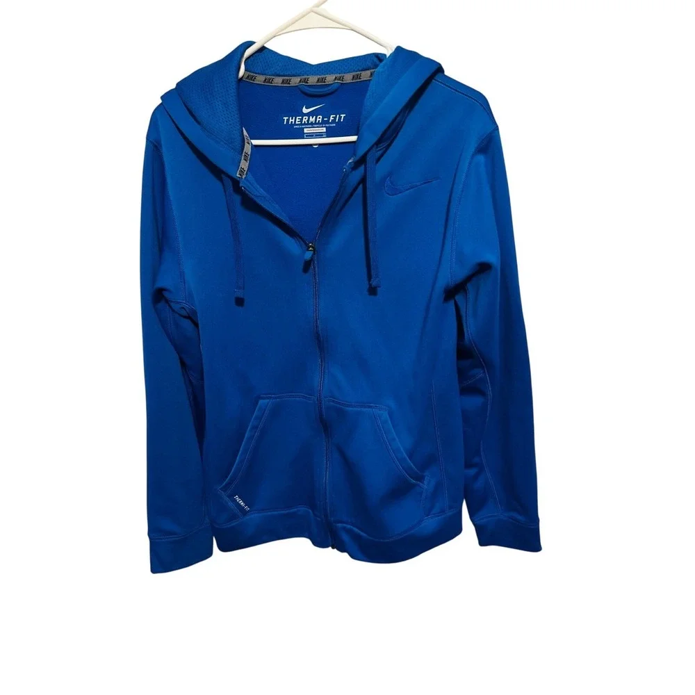 Nike Therma-FIT Full Zip‎ Blue Hoodie Jacket Mens Activewear
